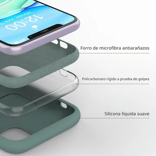 Vista 4 de Funda de silicona líquida compatible con iPhone 11, verde medianoche
