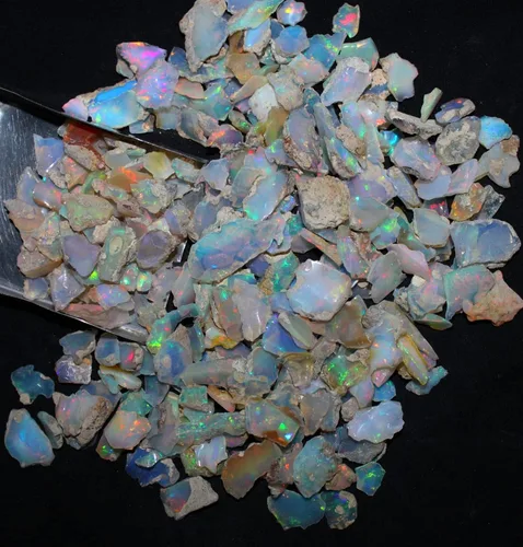 Vista 3 de Ópalo etíope natural de 0.394-0.866in en bruto, chips de ópalo, rebanada de ópalo, ópalo welo, cristal de ópalo crudo, chips de cristal de fuego