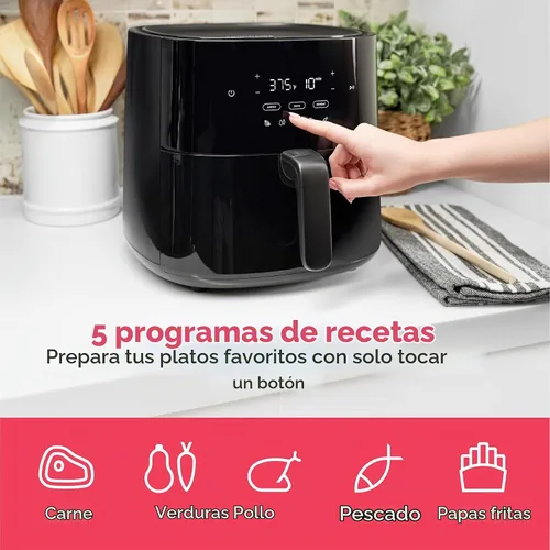 Vista 6 de Frigidaire Freidora de aire 3 en 1, capacidad grande de 5.3 cuartos de galón, pantalla digital, 3 modos de cocción, 5 preajustes de recetas