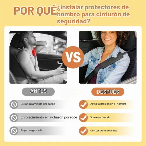 Vista 5 de Almohadillas para cinturón de seguridad, fundas de cuero para cinturón de seguridad, cojín de conducción más cómodo, ayuda a proteger tu cuello