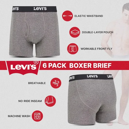 Vista 5 de Levi's Calzoncillos tipo bóxer de algodón transpirable para hombre, paquete de 6