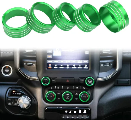 Vista 10 de Accesorios para Dodge Ram 2019 2020 2021 Cubierta de perilla de control interior AC/volumen/modo/AUTO/interruptor de navegación decoración botón