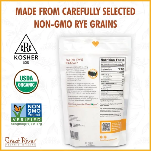 Vista 2 de Great River Organic Milling - Harina de centeno oscuro, 624 g (Paquete de 4)