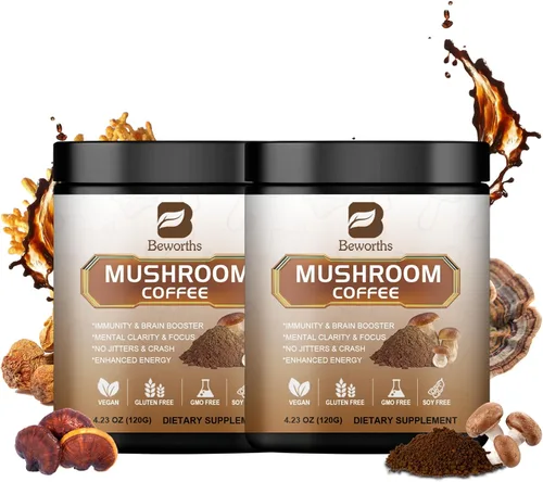 Vista 11 de Café de hongos - Café instantáneo en polvo de hongos de melena de león con melena de león, reishi, chaga, cordyceps y cola de pavo - Alternativa