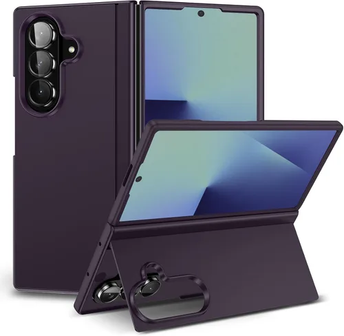 Vista 15 de Funda para Samsung Galaxy Z Fold 4 [soporte magnético oculto], Z Fold 4 0.18 oz Kickstand Funda para teléfono delgada y dura PC parachoques a prueba