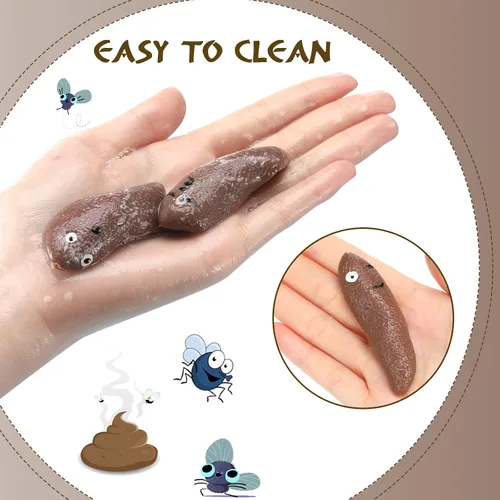Vista 2 de Jerify 24 piezas divertidas y elásticas de hachinas para caca con dedo, adorno de goma, para broma, juguetes falsos para juegos voladores, recuerdos