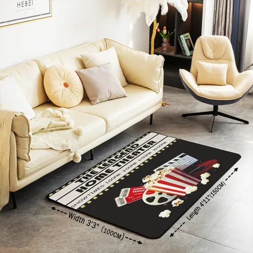 Vista 3 de jejeloiu Juego de alfombras de sala de estar, decoración de cine y noche, juego de alfombras de área de 3 x 5 con palomitas de maíz para interiores