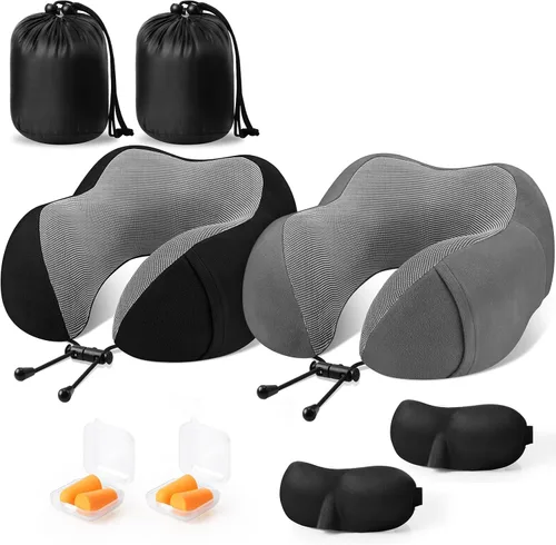 Vista 10 de CloudBliss Almohada de viaje de espuma viscoelástica de alta calidad, almohada cervical cómoda y de apoyo, almohadas cervicales para viajar