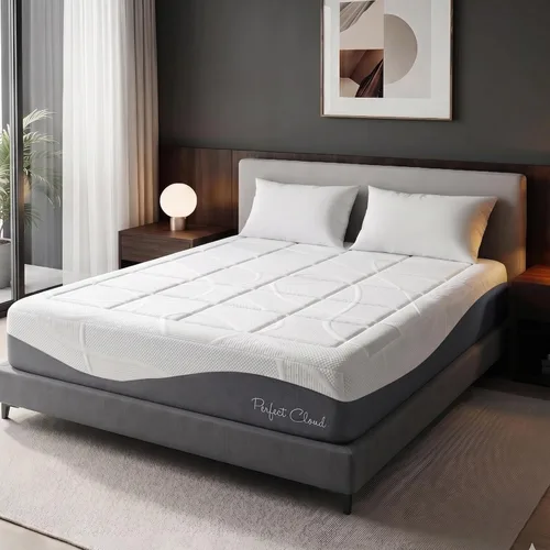 Vista 12 de Colchón de espuma de memoria Gel-Max UltraPlush de 10 pulgadas, diseño chulo, de Perfect Cloud, Memory Foam, Blanco, gris Cooling gel memory foam