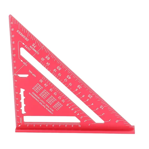 Vista 6 de ViaGasaFamido Carpintero triangular Die Cast aleación de aluminio Rafter 7 pulgadas Layout Tool Triángulo Regla transportador para medir el marcado