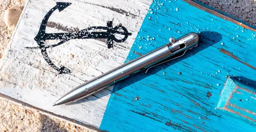 Vista 2 de BASTION® Bolígrafo de acción de perno de lujo, bolígrafo profesional duradero con punta fina, bolígrafo táctico EDC recargable de tinta – 100% acero