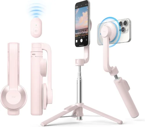 Vista 7 de elago Trípode magnético para selfie stick para iPhone y Galaxy Compatible con MagSafe, fuerte magnetismo, portátil, ligero, extensible [azul claro]