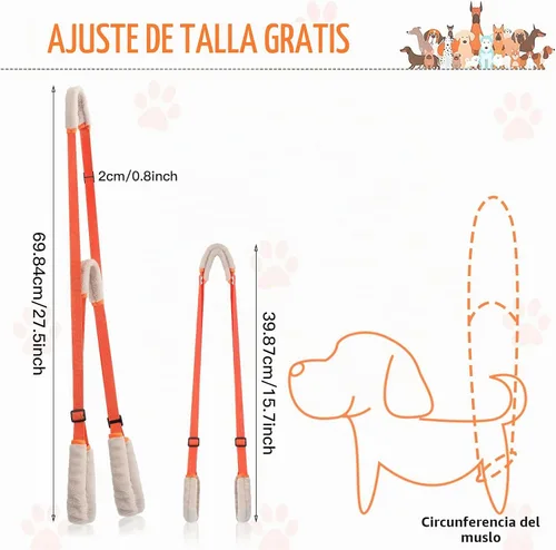 Vista 2 de Mixweer - Arnés de soporte para patas traseras de perro, 2 unidades, color Ayuda para problemas de movilidad de personas mayores, correas