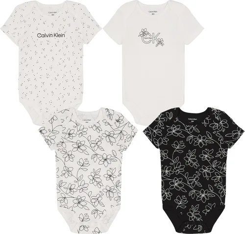 Vista 2 de Calvin Klein baby-boys 4 Pieces Pack Bodysuit Blanco brillante/Rosa bebé/Rubor
