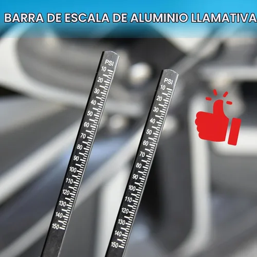 Vista 4 de Medidor de presión de aire, medidor de aire resistente de presión de neumáticos con placa de aluminio de dos lados, medidores de neumáticos
