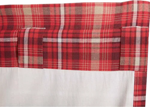 Vista 7 de VHC Brands Cortina festoneada Braxton a cuadros rojos rústicos para sala de estar y dormitorio