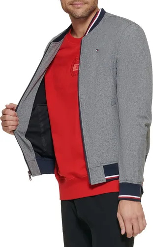 Vista 3 de Tommy Hilfiger Men's Lightweight Varsity Rib Knit Bomber Jacket