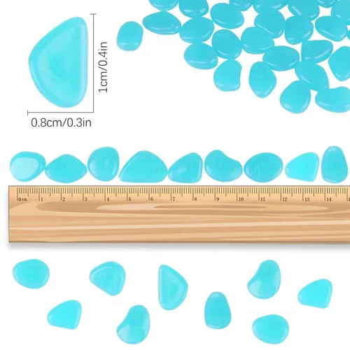 Vista 2 de 1000 piedras decorativas azules brillantes a largo plazo, que brillan en la oscuridad, decoración perfecta para interiores y exteriores