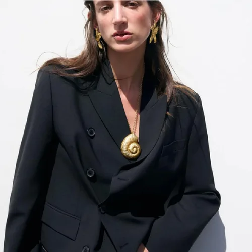 Vista 5 de Collar con colgante de concha simple para mujer, Egirl coreano de 2 capas, suéter punk, cadena de cuello, joyería de tendencia, aleación