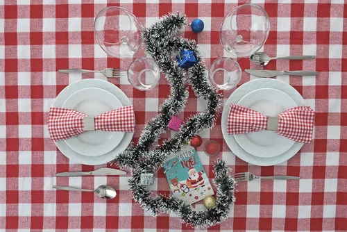Vista 7 de DESTALYA Mantel a cuadros de 55 x 55 pulgadas, manta de picnic con flecos, 100% algodón, a cuadros, estilo rústico, para cocina