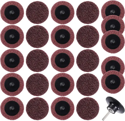 Vista 8 de S SATC 25 discos de lijado medianos de 3 pulgadas, discos de cambio rápido, 1 soporte de vástago de 1/4 de pulgada para amoladora de matriz, disco