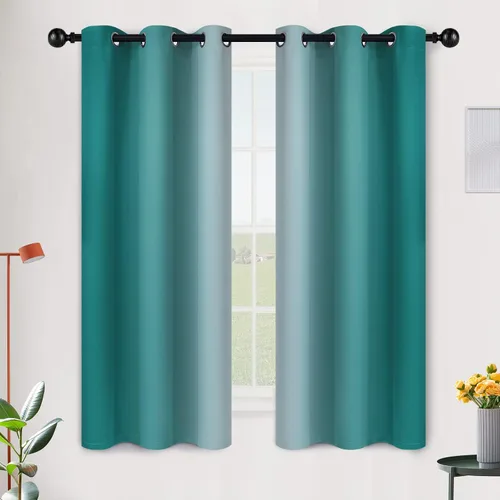 Vista 212 de SimpleHome Cortinas degradadas degradadas para oscurecer la habitación de 36 pulgadas de largo para dormitorio, con ojales y bloqueo de luz Negro