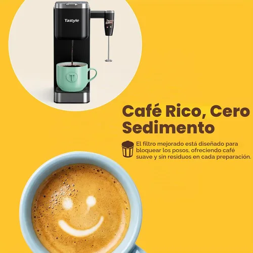 Vista 2 de Tastyle Cafetera BrewKit de una sola porción con espumador para taza K