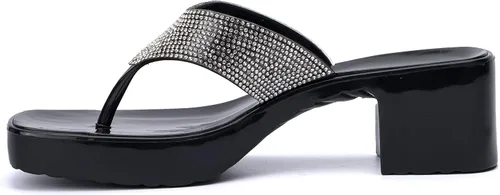 Vista 2 de Olivia Miller Zapatos de moda para mujer, diseño de gelatina de PVC con diamantes de imitación adornados con purpurina y puntera abierta, sandalias