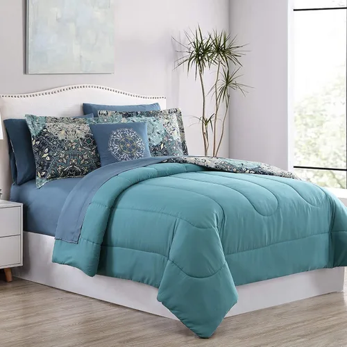 Vista 4 de Modern Threads - Juego de edredón de la colección Granada - Microfibra reversible - Elegante juego de cama estampado - Incluye edredón, sábanas