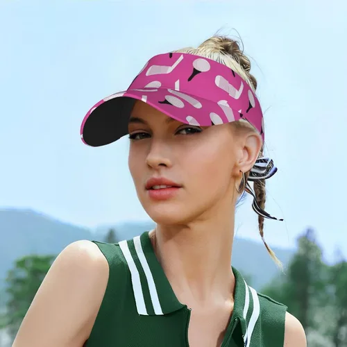 Vista 6 de Divertido sombrero de golf de verano con visera para mujer, gorra de golf ajustable de ala ancha, protección solar para playa