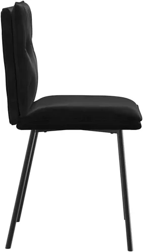 Vista 6 de Juego de 6 sillas de comedor modernas tapizadas de terciopelo negro con madera contrachapada y marco de metal, cómodos asientos para comedor
