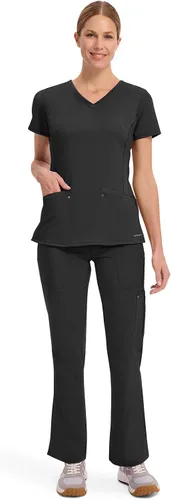 Vista 8 de Healing Hands - Camiseta médica con cuello en V para mujer, suave, elástica Negro