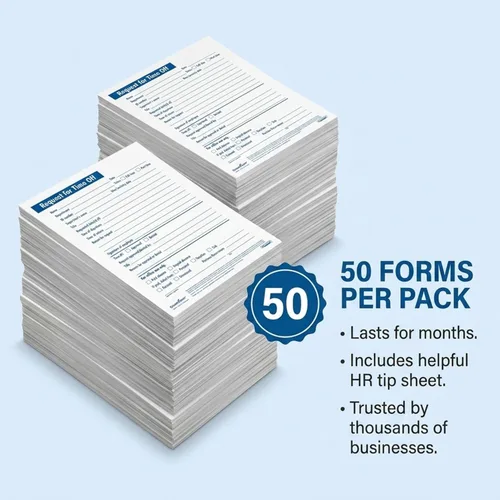 Vista 6 de ComplyRight Solicitud pequeña de 2 partes para tiempo libre 5-1/2 "x 8-1/2" Formularios de asistencia Paquete de 50
