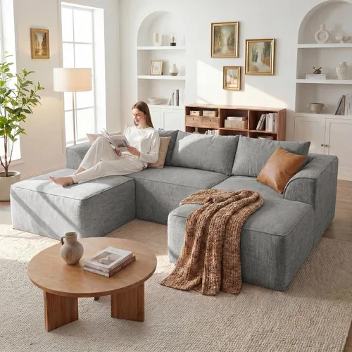 Vista 8 de Vesgantti 106" U Shaped Sectional Boneless Couch, No