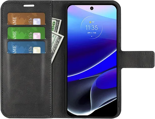 Vista 2 de Funda con tapa para Motorola Moto G Stylus 5G 2022 Funda protectora magnética de piel sintética para Moto G Stylus Folio Book Cover con soporte Negro