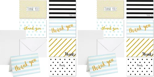 Vista 9 de Tarjetas de agradecimiento – Notas de agradecimiento, juego de tarjetas de agradecimiento – en blanco en el interior, diseños retro – incluye