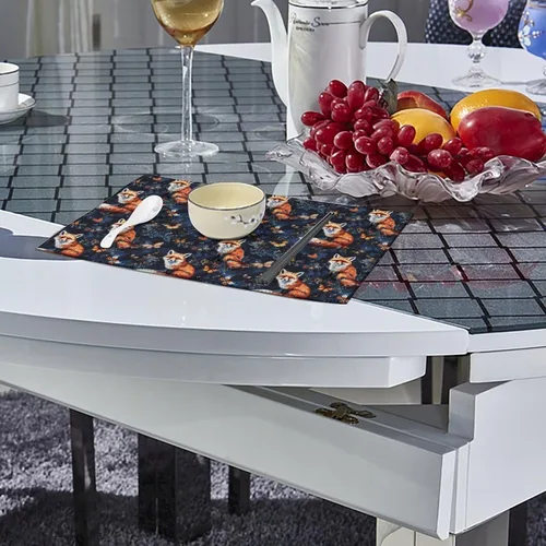 Vista 4 de Animal Fox Print Placemats Set of 6 Resistant Table Mats Washable Place Mats for Dinner Party Table Decoration