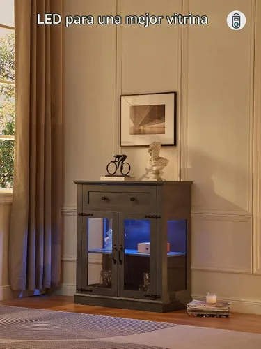 Vista 8 de FOREST GRAVITY Aparador moderno para buffet pequeño de 31.5' con almacenamiento, pequeño gabinete para barra de café con cajón y estante ajustable