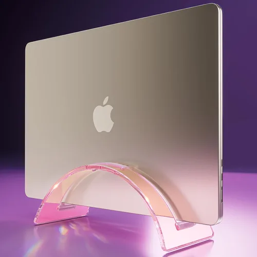 Vista 9 de Yikola Soporte Vertical para Laptop para Escritorio, Organizador Ahorro de Espacio para Todas las MacBook, Soporte para Laptop Acrílico Invisible