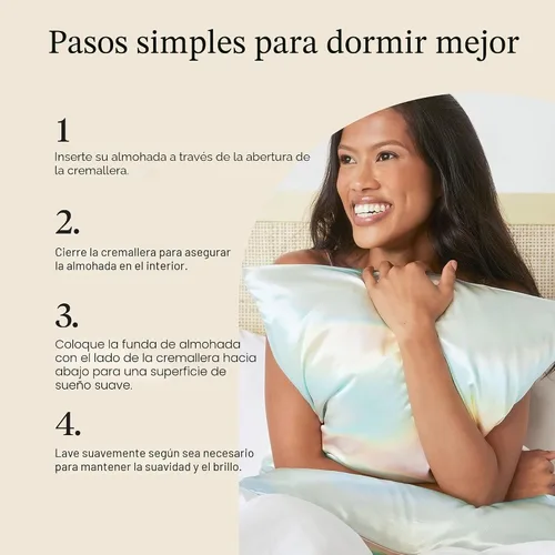 Vista 7 de Kitsch Funda de almohada de satén con cremallera, tamaño estándar, Aura