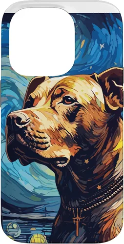 Vista 17 de Funda para iPhone 16 Pitbull Starry Night para perro, mamá, perro, papá