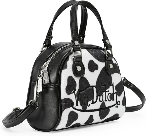 Vista 4 de Von Dutch Bolso de bolos con estampado de vaca para mujer, elegante bolso de mano para mujer con correa ajustable, interior espacioso y piel