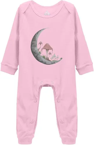 Vista 23 de Mushroom Moon - Body de manga larga para bebé recién nacido de 0 a 24 meses, color blanco Negro-1