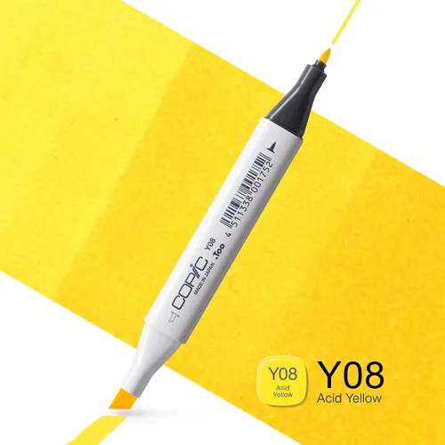 Vista 2 de Copic Marcador de alcohol clásico, de doble punta, Y08-Copic, amarillo ácido