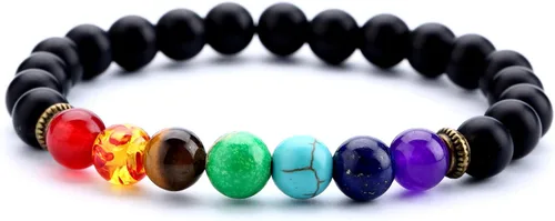 Vista 10 de Men Women 8mm Lava Rock 7 Chakra Beads Chakra Bracelet Chakra A-Lava