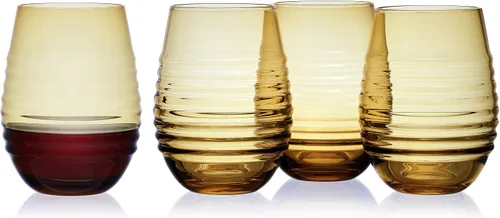 Vista 6 de Mikasa Ciara Amber - Juego de 4 vasos de vino sin tallo, 18 onzas