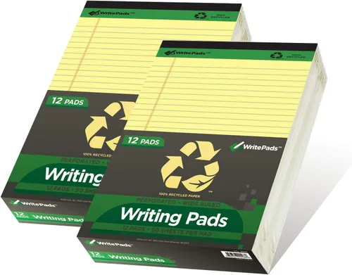 Vista 9 de KAISA Blocs de notas de tamaño legal amarillos 12blocs, hojas en papel reciclado de 5 x 8 pulgadas, con líneas estrechas, papel rayado pequeño