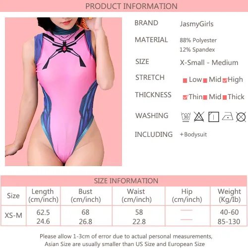 Vista 6 de JasmyGirls Lencería sexy de anime para mujer, disfraz kawaii de una pieza, lindo traje de baño de cintura alta, corte alto