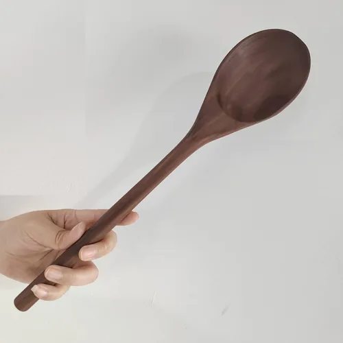 Vista 12 de Utensilios de cocina de madera de nogal negro, 5 piezas, cucharas de mango largo de 14 pulgadas, juego de manualidades