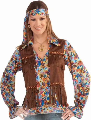 Vista 2 de Forum Novelties Generación Hippie Groovy - Conjunto de disfraz para mujer